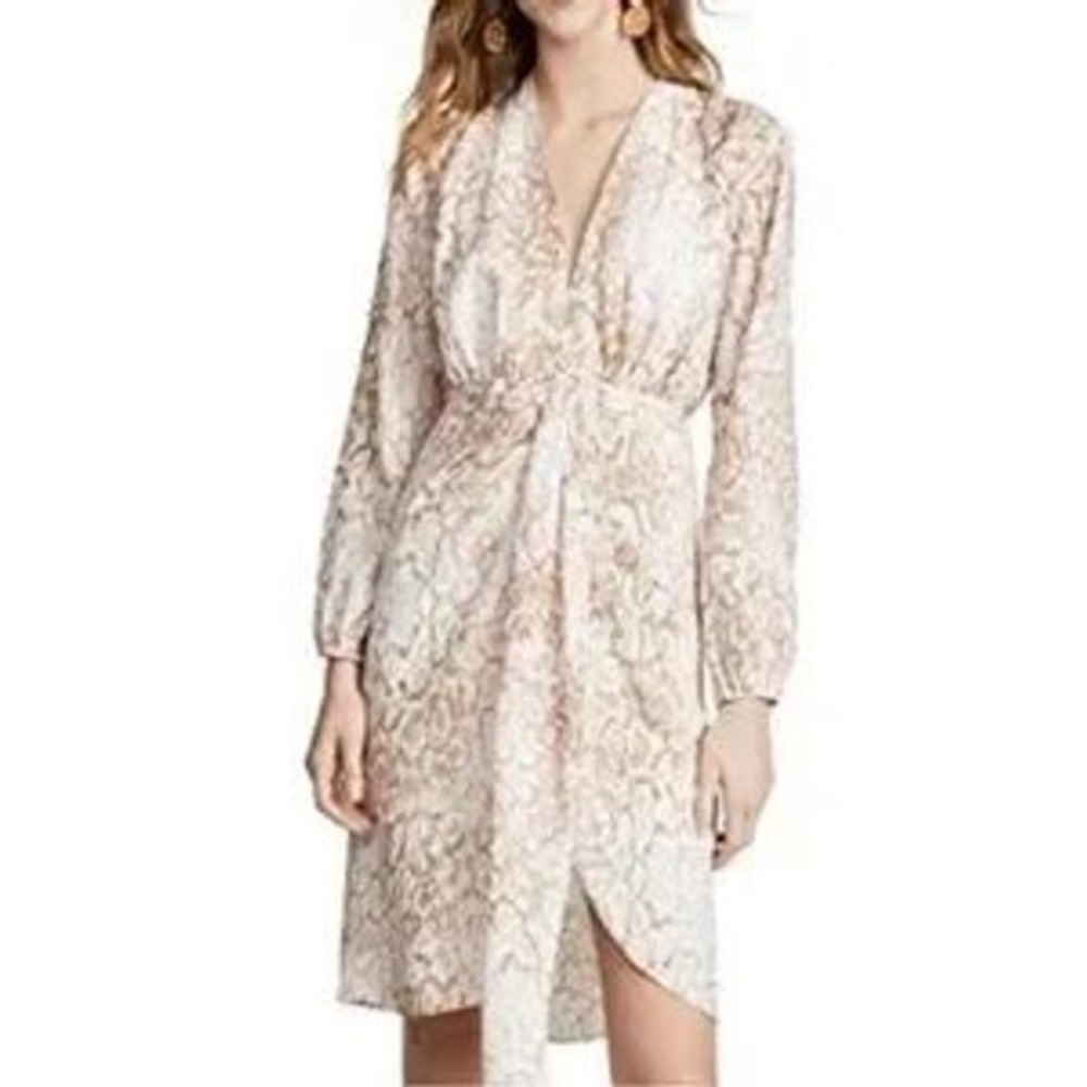 WAYFโ Dress Size XS Pink Gold Arista Drape Front Snake Print Cocktail Party